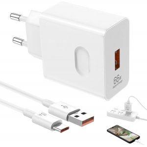 66W Supercharge Chargeur Rapide Pour Honor Huawei 200 Lite 400 Magic7 Lite, Chargeur Rapide Supercharge Avec Usb C 1.5M Pour Honor 90 Lite 200 Lite 70 Lite X6/8B Pad X8A X9 Magic5/6 6Pro 6Li[Z991] - Neuf