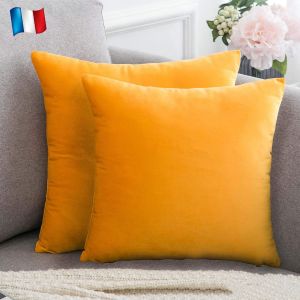 Cauc-Lot De 2 Housse De Coussin Jaune Moutarde Orang&eacute; Velours 60x60 Cm Uni, Taie D'oreiller Doux Et Moderne, D&eacute;coration Salon Scandinave Canap&eacute; Chambre Lit Sol (2 Jaune Moutarde Orang&eacute;) - Neuf