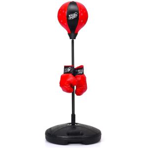 Punching Ball Sur Pied Enfant R&eacute;glable 81 X 43 Cm Base Stable Remplit D'eau 30kg Design Contemporain En Pe Noir Helloshop26 20_0020152 - Neuf