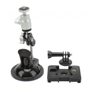 Support de camera a ventouse pour pare-brise avec filetage 1/4 po, clip pour telephone, reglable a 360 degres, support de camera pliable a ventouse - Neuf