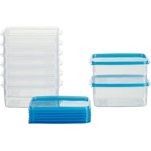 Lot De 8 Boîtes Alimentaires Boîtes De Congélation 0,5 L Rectangulaires Hautes Qualité Autrichienne (Bleues,14 X 9,5 X 6,2 Cm) - Neuf