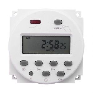 Interrupteur de relais de minuterie programmable avec &eacute;cran LCD DC 12V 16A pour le contr&ocirc;le de l'automatisation des &eacute;quipements &eacute;lectriques - Neuf