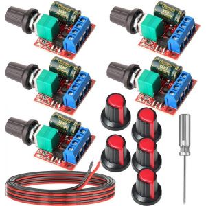 5pcs Mini Moteur Contrôleur de Vitesse,PWM Regulateur de Vitesse,DC 5V-35V 5A Réglable PWM Commutateur,6V 12V 24V Interrupteur Variateur de Vitesse avec Indicateur LED - Neuf