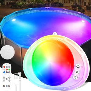 Amélioré Éclairage Piscine Submersible Sans Fil Avec Télécommande, Lampe Piscine Flottante Rechargeable, Éclairage Piscine Aimanté Avec Colle, Lumiere Piscine Sous L'eau Pour Baignoire, Spa - Neuf