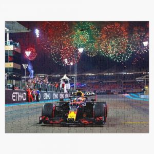 Puzzle en bois Max Verstappen après avoir remporté son premier championnat du monde au Grand Prix d'Abou Dhabi 2021 300 pièces 38x26 cm jouet décoration mu - Neuf