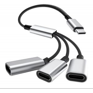 KALANKA-C&acirc;ble R&eacute;partiteur USB-C 3-en-1, Adaptateur USB-C M&acirc;le vers 3 Femelle, Cable Double USB c, Transmission de Donn&eacute;es et Fonction OTG pour 15/16, iPad Pro, MacBook,et Autres Appareils - Neuf