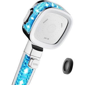 JGD-Pommeau de Douche Haute Pression avec Filtre Anti-Calcaire -3 Modes, Fonction Nettoyage, Interrupteur STOP, Design Carr&eacute; Moderne Argent&eacute;|Installation Universelle, Facile &agrave; installer et &agrave; utiliser - Neuf