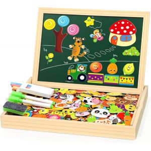 ERYI-130 Pièces Puzzles En Bois Magnétique - 2024 Nouveau Jouet Montessori Avec Double Face Aimanté | Modèle De Fruits Animaux Mignons - Jouet Educatif Enfant 3 Ans Plus - Neuf