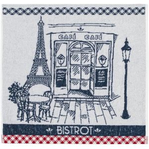 Eryi-Carré Eponge En Jacquard De Coton, Authentique Bistrot, Blanc, 50 X 50 Cm - Neuf