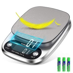 Balance De Cuisine Numérique Professionnelle - En Acier Inoxydable - Précision Jusqu'à 0,1 G (Poids Maximal De 5 Kg) - Balance De Précision Avec Fonction Tare - Neuf