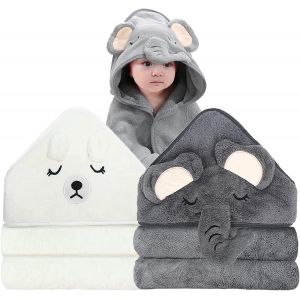 2 Pi&egrave;ces Cape De Bain B&eacute;b&eacute; &Agrave; Capuche, 80 X 80cm Sortie De Bain B&eacute;b&eacute; Super Absorbante, Drap Serviette De Bain Pour B&eacute;b&eacute; Nouveau-N&eacute;, Cape De Bain 0-5 Ans - Neuf