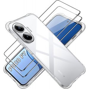 Coque Hybride Xiaomi Redmi Turbo 4 Pro + 2x Vitres Trempées ¿ Tpu Souple Transparent Double Couche Antichoc Bumper Relevé Protection Écran Et Caméra Anti-Rayures - Neuf