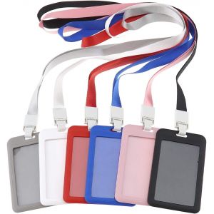 Lot de 6 porte-badges en plastique écologique, 6 couleurs, avec cordon pour carte d'identité, carte d'étudiant, accès - Neuf