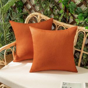 Eryi-Lot De 2 Housse De Coussin Imperméables Taies D'oreiller En Lin Extérieur Canapé Housse De Coussin De Jardin Décoratif Pour Salon Chambre 2 Pièces Orange 40x40cm - Neuf