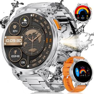 Montre Connectée Homme Avec Torche Led, 1,85'' Hd Grand Écran 730mah Montre Connectée Avec Appels Bluetooth, Ip68 Étanche Smartwatch Avec 24/7 Fréquence Cardiaque, Spo2 Pour Android Ios, 3 Bracelets - Neuf