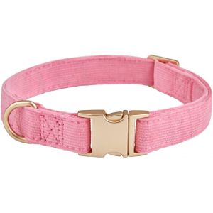 Eryi-Collier Pour Chien Ultra Doux En Velours Côtelé Naturel Fabriqué Pour Les Petits Chiens À Peau Sensible, Rose - Neuf