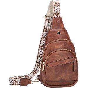 Sac De Poitrine Femme, &Eacute;l&eacute;gant Antivol Sac Bandouli&egrave;re Banane Femme Fille Convertible Cuir Pu Sling Bag Pour Voyage Plein Air Vacances - Neuf