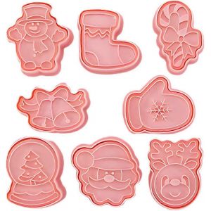 No&euml;l Le Cookie Cutters, 8pcs De D&eacute;coration De No&euml;l En Plastique De Moule Cookie, Enfants Chien De Coupeur De Biscuit Moule De Biscuits G&acirc;teau Au Chocolat &Agrave; P&acirc;tisserie - Rose - Neuf