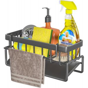 Sjzg-Organisateur De Cuisine Auto-Drainant, Organisateur D'&eacute;vier, Porte-&Eacute;ponge, En Acier Inoxydable, Avec Torchon Amovible, Rangement De La Vaisselle, Argent&eacute; - Neuf