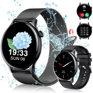 Montre Connect&eacute;e Femme Homme(1,43"" Amoled-Display, 2 Bracelets De Montre, &Eacute;tanche Ip68) Num&eacute;rotation Fonction D'Appel Montre Sport, App Notification, Spo2, Heart Rate For Ios Android (Noire) - Neuf