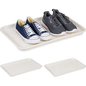 KGABERY-Plateaux Xl À Chaussures,Lot 3,Supports Pour Souliers Mouillés,60x40 Cm,Larges Bacs En Plastique,Blanc - Neuf