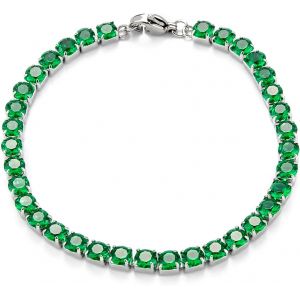 Bracelet Tennis Femme Zircon Blanc Diamant I Vert Emeraude Plaqué Or - Bracelet Zircon Cubique Cristal Et Chaine Réglable - Bijoux Bracelet Zirconium Classique Cadeau (Vert Emeraude) - Neuf