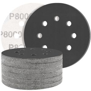 125mm Disques De Ponçage, 80 Disques Papier Abrasifs Au Carbure De Silicium 8 Trous Abrasifs De Ponçage Ponceuse Tampons Ponçage Grains 320/400/600/800/1000/1200/1500/2000 Pour Poncer Polir - Neuf