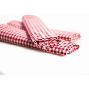 Sjzg-Nappe De Table &Agrave; Carreaux De 5 Mm - 100% Coton - Motif Maison De Campagne - 50 X 50 Cm - Rouge Et Blanc - Neuf