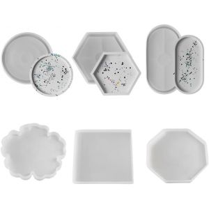 Lot De 6 Moules En Silicone Pour Dessous De Verre, Assiettes Et Plateau Ovale - D&eacute;coration De Table Pour R&eacute;sine &Eacute;poxy - Neuf