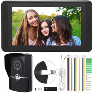 Interphone video filaire 7 pouces avec ecran tactile et prise de vue photo, sonnette, prise 110-240 V, prise AU - Neuf