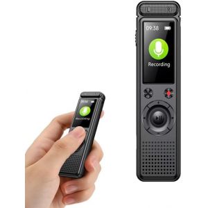 Enregistreur Vocal,Mémoire de 64 Go,Déverrouillage par Mot de Passe,avec Lecteur MP3,Enregistreur Vocal par USB,pour Réunions et Entretiens Dictaphone,Enregistreur Vocal Espion.[V305] - Neuf
