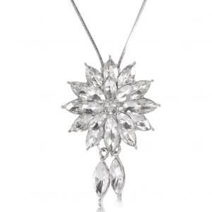Collier Long Tendance Pour Femme, Chaine De Pull, Pendentif Fleur En Strass, Decoration - Neuf