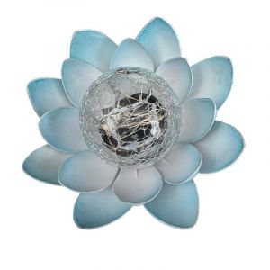 Lampe De Jardin Solaire Blanche Chaude À Motif De Fleurs De Lotus Bleues - Neuf