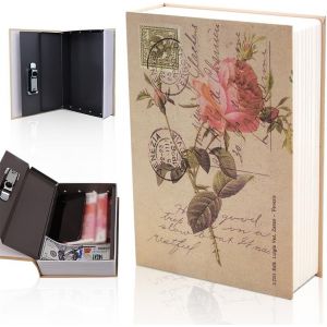 Utigh-Coffre-Fort Avec Serrure À Combinaison, Coffre-Fort Avec Clé, Coffre-Fort Pour Livre Pour Le Bureau À La Maison, Carnet De Rangement, Boîte De Rangement Pour Argent, Bijoux, Documents, Objets - Neuf