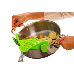 Passoire &Agrave; P&acirc;tes En Silicone &Agrave; Pince Pour Nouilles, L&eacute;gumes Et Fruits - Verte - Neuf