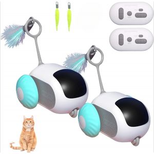 Teazys Turbo Tail 3.0-Queue Turbo-Jouet Électrique Interactif Avec Télécommande Intelligente-Rechargeable Par Type-C-Jouet Pour Chat Avec Plumes (2 Bleus) - Neuf