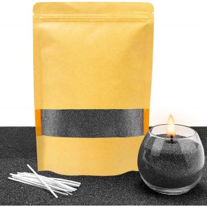 Candle Sand With Wick 400 G With 20 X 10 Cm Wicks,20 Candle Wicks Without Base,Wax Granules For Diy Wax Candle,Black - Neuf