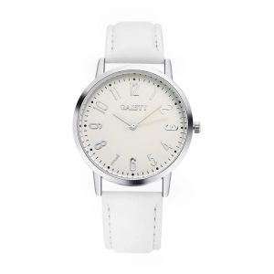 Gaiety Femmes &Eacute;l&eacute;gant Cadran Rond Motif Analogique Pu Strap Montre-Bracelet Montre &Agrave; Quartz (Blanc) - Neuf