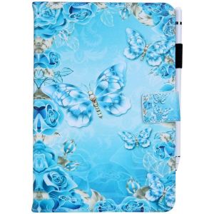 Noir Etui en Cuir PU Antichoc Housse de Protection Tablette Tactile 8 Pouces (Universelle Tablette 7.5-8.5 Pouces) Papillons et Fleurs Bleu Motif Support Portefeuille Portable Coque - Neuf