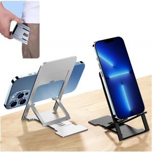 Support De Téléphone Portable Ultra Fin Et Pliable,Réglable Et Pliable Pour Bureau,Support De Poche De Voyage,Compatible Avec Iphone,Smartphones Et Tablettes Ipad (1 Pièce/Argent) - Neuf