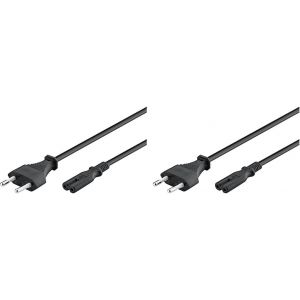 Thef-51322 Câble D'alimentation Euro 2 Pôles Prise Euro Type C & C7 Femelle/Câble D'alimentation Universel/Câble De Raccordement Euro/Pour Ps3, Ps4, Ps5, Xbox/Noir/Câble De Rallonge 1.8m - Neuf