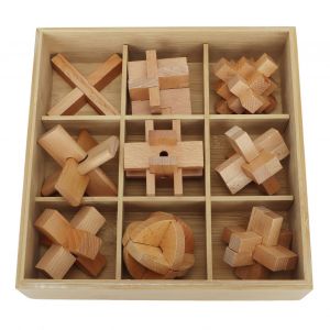 Puzzle 3D en bois a 9 pieces, jeu de test cerebral, jeu educatif, verrouillage intellectuel - Neuf