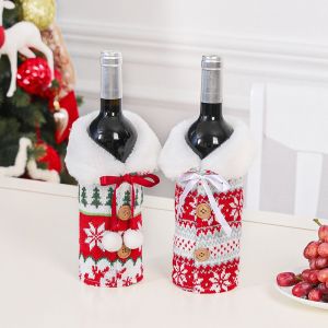 2 Pack De Noël Bouteille De Vin Couvre, Bouteille De Vin De Cru Couvre De Cadeaux, Bonhomme De Neige Bouteille De Vin De Housses Pour Les Décorations De Noël, Pull Décorations De Fête - Neuf