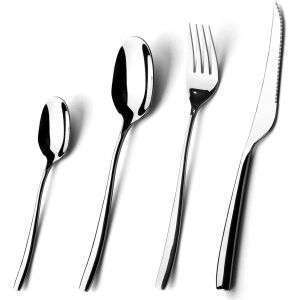 Sanli Luxe Couverts De Table 6 Personnes, 24 Pièces Un Service De Table Inox Couteau Fourchette Cuillère Ensemble. - Neuf