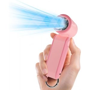 KALANKA-Mini Ventilateur Portable, 17400RPM Ventilateur Poche avec Crochet, 3000mAh Rechargeable Turbo Ventilateur avec 5 Vitesses pour Commutaison/Marche/Shopping/Voyage/École - Rose Corail - Neuf