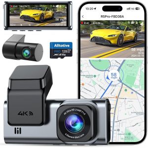 KPLE-Caméra Embarquée 4K Avant Et Arrière 2,5 K,Gps Wifi 5G,Double Caméra De Voiture Avec Carte Sd 128 Go,Écran Ips De 3,1"",Mode Stationnement 24H,Vision Nocturne,Wdr,Grand Angle De 170° - Neuf