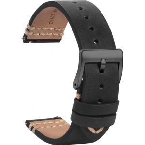 20mm Leather Strap Watch-Replacement Watch Straps Quick Release Black Soft Sport For Men Women-Smart Watches Connected Buckle Clasp-18mm 19mm 21mm 22mm.[U1343] - Neuf