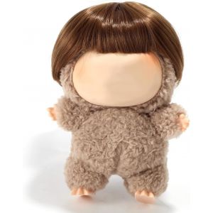 Perruque Poupée PetitePerruque Kawaii en Fibre Haute Température Tour Tête de 22 à 24cm Accessoires Cheveux pour Poupée de 17cm ou Figurine Boîte Aveugle(Marron) - Neuf