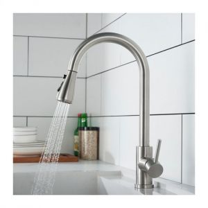Robinet de cuisine avec douchette extractible, robinet d'&eacute;vier de cuisine rotatif &agrave; 360&deg;, mitigeur de cuisine en acier inoxydable bross&eacute; - Neuf