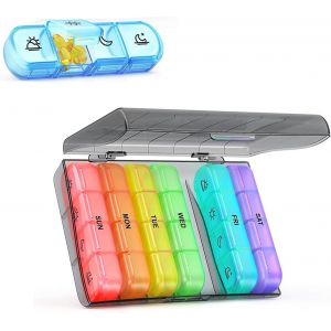 KALANKA-Pilulier Hebdomadaire 7 Jours avec 28 Compartiments, 4 Compartiments par Jour, Bo&icirc;te &agrave; M&eacute;dicaments Pratique avec Rappel de M&eacute;dicaments, Id&eacute;al pour Pilules, Vitamines et Compl&eacute;ments Alimentair - Neuf